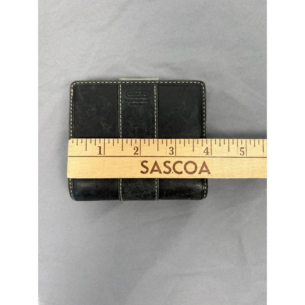 Vintage Coach Black Leather Bifold Small Wallet 3.5